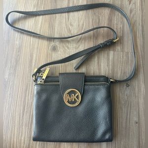 Michael Kors black leather satchel crossbody bag